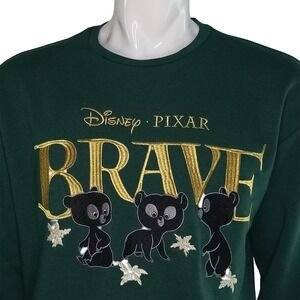 Disney Pixar Brave Our Universe Green Bear Cubs Embroidered Sweatshirt LG NWT